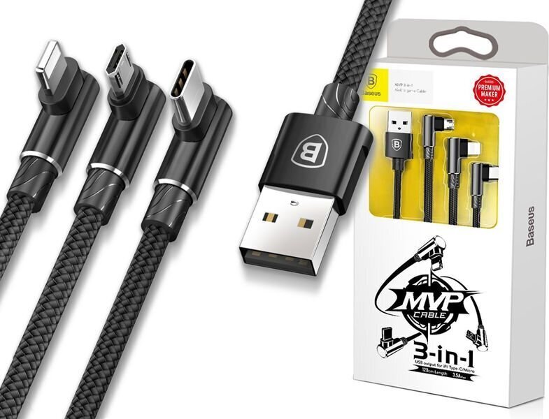 Baseus MVP, USB - USB-C - Lightning, 1.2m цена и информация | Mobiiltelefonide kaablid | hansapost.ee