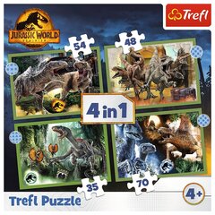 Набор из 4-х пазлов с динозаврами Trefl Jurassic Park, 207 д. цена и информация | Пазлы | hansapost.ee