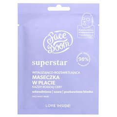 Оживляющая и осветляющая тканевая маска для лица FaceBoom Superstar, 1 шт. цена и информация | Маски для лица, патчи для глаз | hansapost.ee