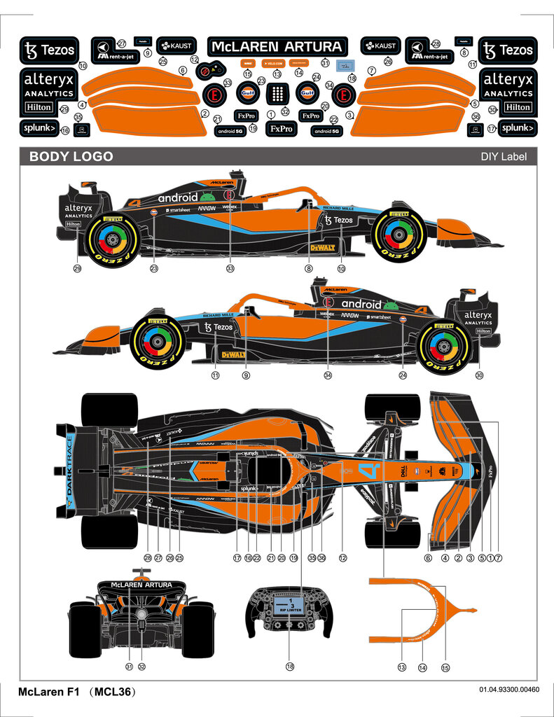 Kaugjuhitav auto Rastar McLaren F1 MCL36, 93300 hind ja info | Mänguasjad poistele | hansapost.ee