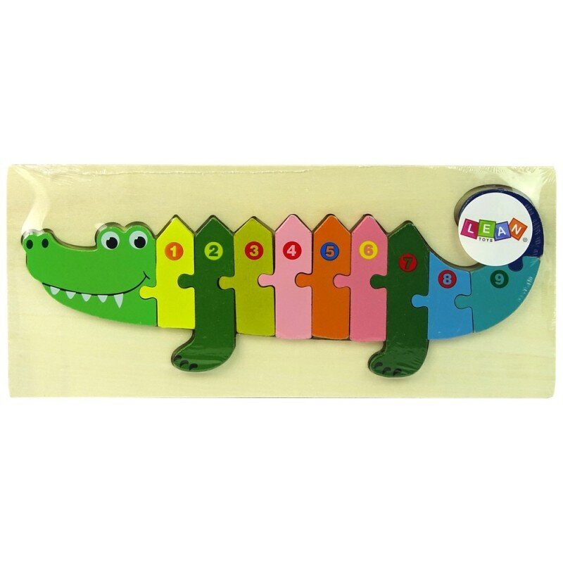 Set of Wooden Puzzles Crocodile Numbers цена и информация | Pusled lastele ja täiskasvanutele | hansapost.ee
