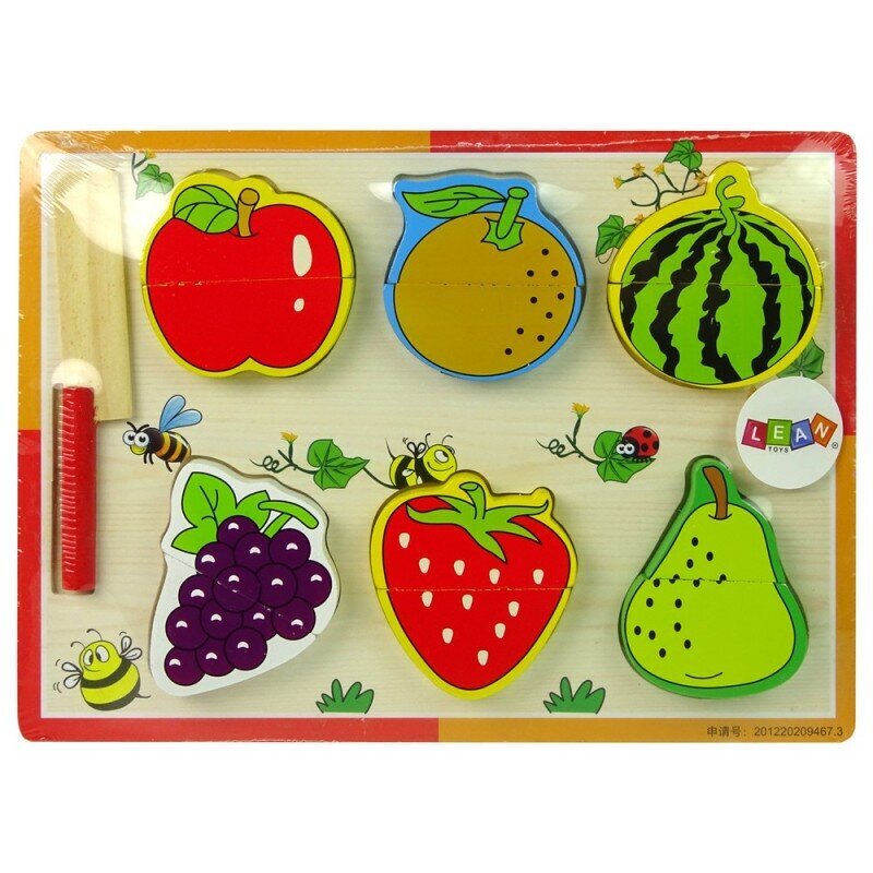 Wooden Fruit Chopping Set 6 Pieces Strawberry Pear Grape hind ja info | Mänguasjad tüdrukutele | hansapost.ee