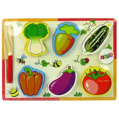 Wooden Vegetable Chopping Set 6 Pieces Tomato Peppers Cucumber price and information | Toys for girls | hansapost.ee