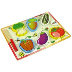 Wooden Vegetable Chopping Set 6 Pieces Tomato Peppers Cucumber price and information | Toys for girls | hansapost.ee