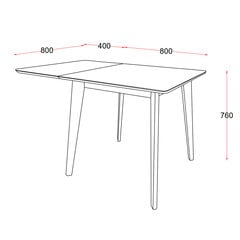 Обеденный стол ROXBY, 80/120x80xH76 см, дуб/чёрный цена и информация | Кухонные и обеденные столы | hansapost.ee