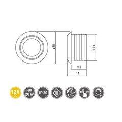 GTV hämardatav puutelüliti 12V DC, max.20W, Chrome AE-WBEZD-NB цена и информация | Выключатели, розетки | hansapost.ee