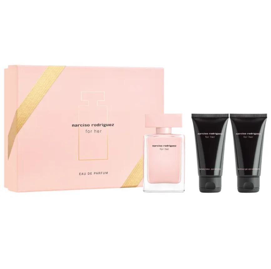 Komplekt Narciso Rodriguez For Her naistele: parfüümvesi 50 ml + ihupiim 50 ml + dušigeel 50 ml цена и информация | Parfüümid naistele | hansapost.ee