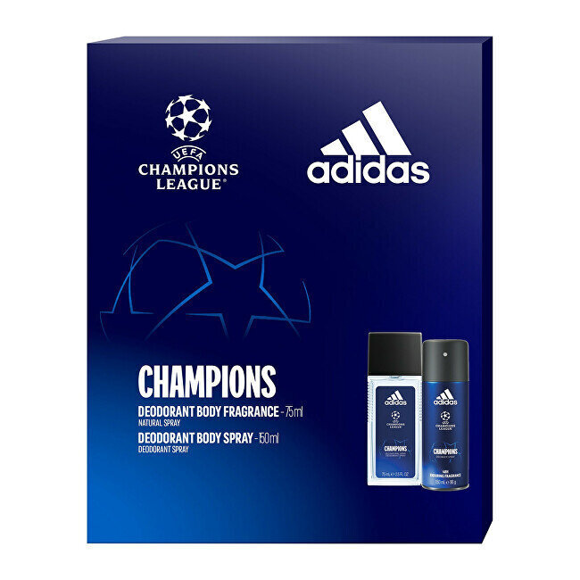 Komplekt meestele Adidas Uefa Champions League Edition: lõhnastatud kehasprei, 75 ml + pihustatav deodorant, 150 ml hind ja info | Dušigeelid ja deodorandid meestele | hansapost.ee
