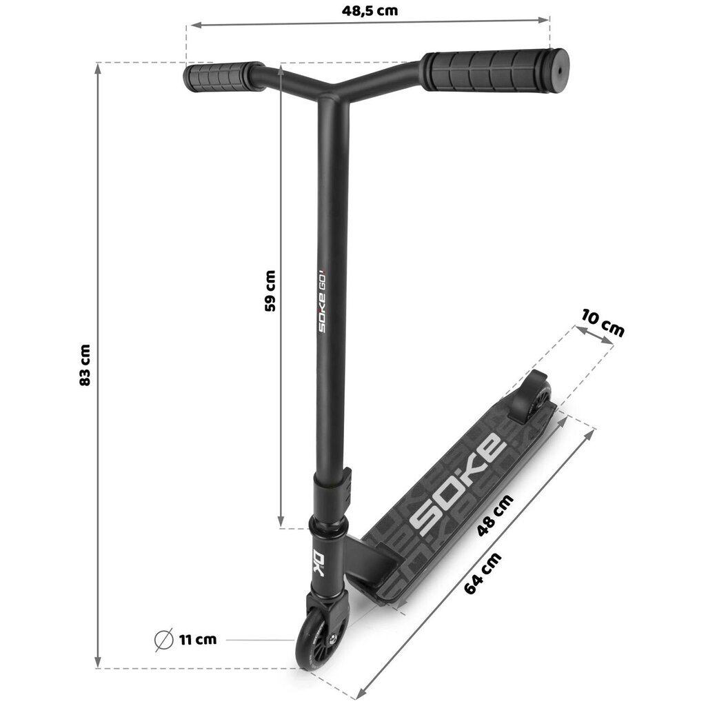 Tõukeratas Soke Go! (1540) Black 100mm hind ja info | Tõukerattad | hansapost.ee