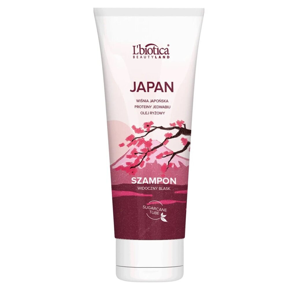 Juuksešampoon Jaapani kirsi, siidiproteiini ja riisiõliga L'biotica Beauty Land Japan, 200 ml цена и информация | Šampoonid | hansapost.ee