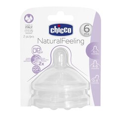 chicco пустышка для бутылочек из силикона natural feeling, 6 месяцев+, средний поток 2 шт. i цена и информация | Бутылочки и аксессуары | hansapost.ee