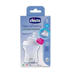 Klaaspudel Chicco Natural Feeling 150 ml 0+ elukuud цена и информация | Бутылочки и аксессуары | hansapost.ee