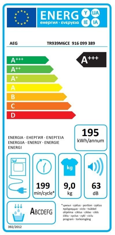 Aeg TR939M6CE цена и информация | Pesukuivatid | hansapost.ee