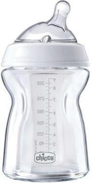 Klaasist pudel koos silikoonist lutiga Chicco Natural Feeling, 0+ kuud, 250 ml цена и информация | Lutipudelid ja tarvikud | hansapost.ee