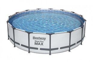 Каркасный бассейн с насосом-фильтром Bestway Steel Pro MAX, 457 x 122 см, светло-серый цвет, круглый цена и информация | Бассейны | hansapost.ee