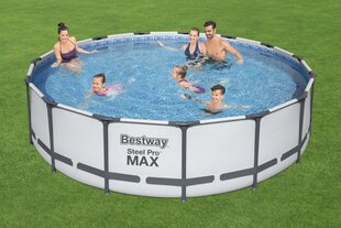 Каркасный бассейн с насосом-фильтром Bestway Steel Pro MAX, 427 x 107 см, светло-серый цвет, круглый цена и информация | Бассейны | hansapost.ee