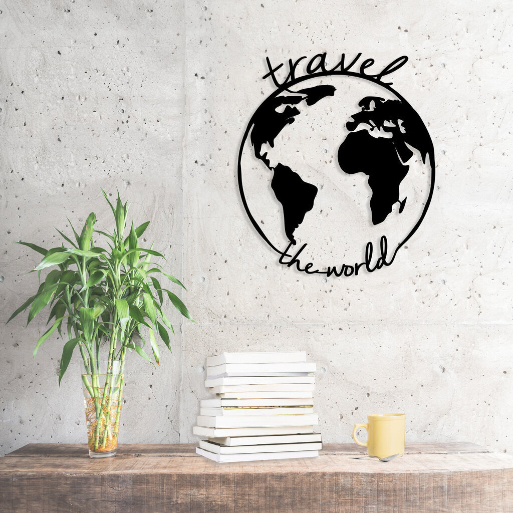 Metallist seinadekoratsioon Travel The World, 55x62 cm цена и информация | Sisustuselemendid | hansapost.ee