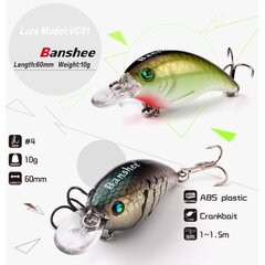 Vobler Banshee Crankbait Bass 60mm 10g VC01 Black Back, ujuv hind ja info | Landid, voblerid | hansapost.ee