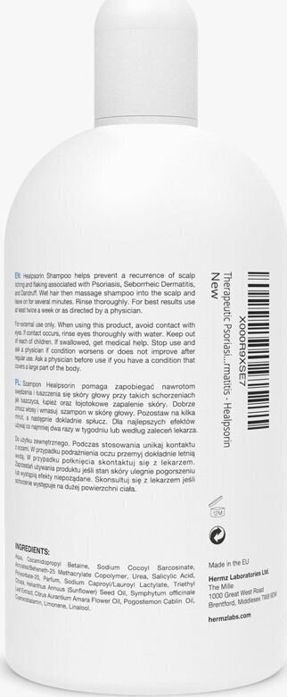Juuksešampoon probleemsele peanahale Healpsorin Psoriasis Shampoo Salicylic Acid 2%, 500ml hind ja info | Šampoonid | hansapost.ee