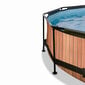 Karkassiga bassein filtri ja katusega Exit Wood ø244x76 cm, pruun цена и информация | Basseinid | hansapost.ee