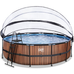 Каркасный бассейн с песочным фильтром, навесом и тепловым насосом Exit Wood, ø488x122 см, коричневый цена и информация | Бассейны | hansapost.ee
