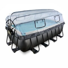 Каркасный бассейн с песочным фильтром, навесом и тепловым насосом Exit Leather 400x200x122 см, черный цена и информация | Бассейны | hansapost.ee