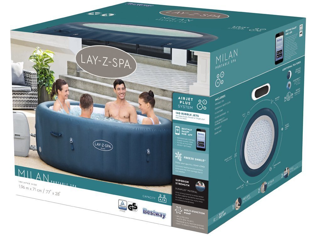 Bestway mullivann „Lay-Z-Spa MILAN“, 4-6 inimest hind ja info | Basseinid | hansapost.ee