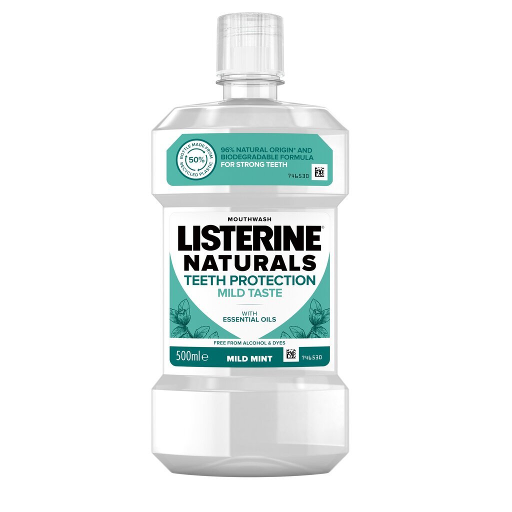 Suuvesi Listerine Naturals Hammastekaitse 500 ml hind ja info | Hambaharjad, hampapastad ja suuloputusvedelikud | hansapost.ee