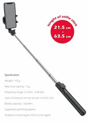 Swissten Bluetooth Selfie Stick Aluminum Tripod For Mobile Phones and GoPro With Remote Control hind ja info | Selfie pulgad | hansapost.ee