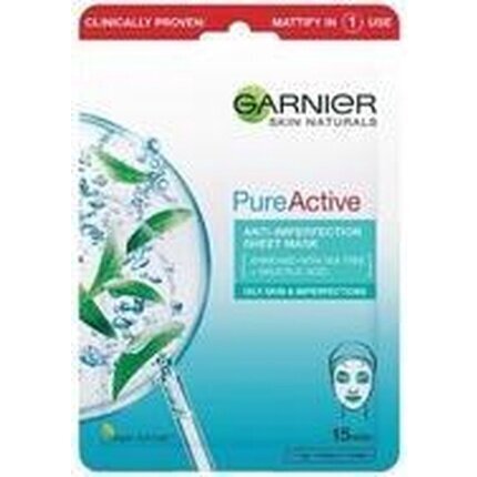 Leht-näomask ebatäiuslikule nahale Garnier Pure Active, 1 tk цена и информация | Näomaskid ja silmamaskid | hansapost.ee