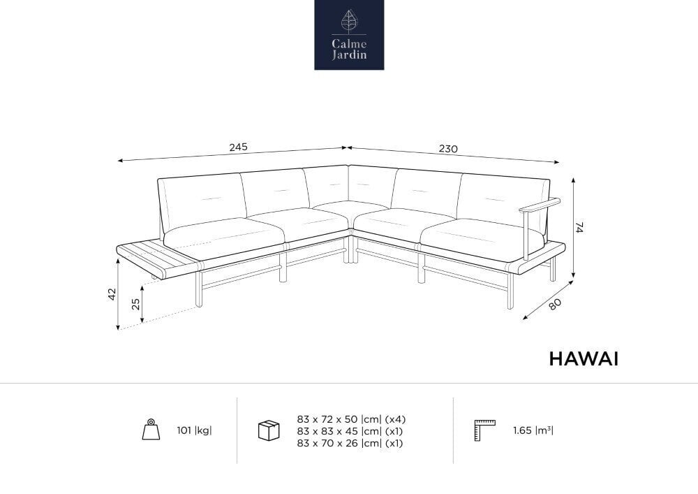 Õue nurgadiivan Calme Jardin Hawai, sinine hind ja info | Aiatoolid, rõdutoolid | hansapost.ee