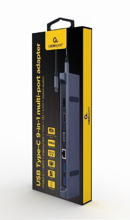 Dokstacija Gembird USB Type-C 9-in-1 hind ja info | USB adapterid ja jagajad | hansapost.ee