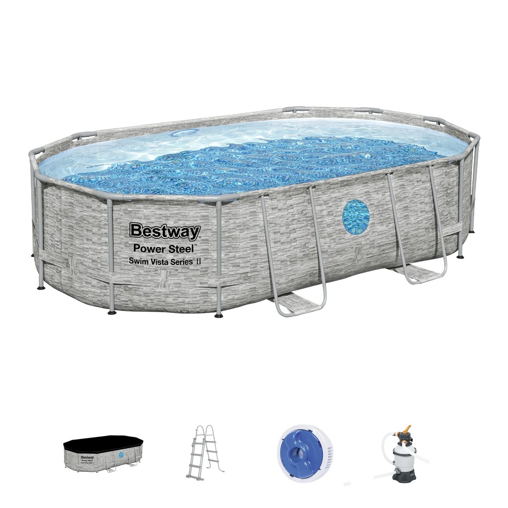 Ovaalne bassein Bestway Power Steel Swim Vista, 488x305cm цена и информация | Basseinid | hansapost.ee