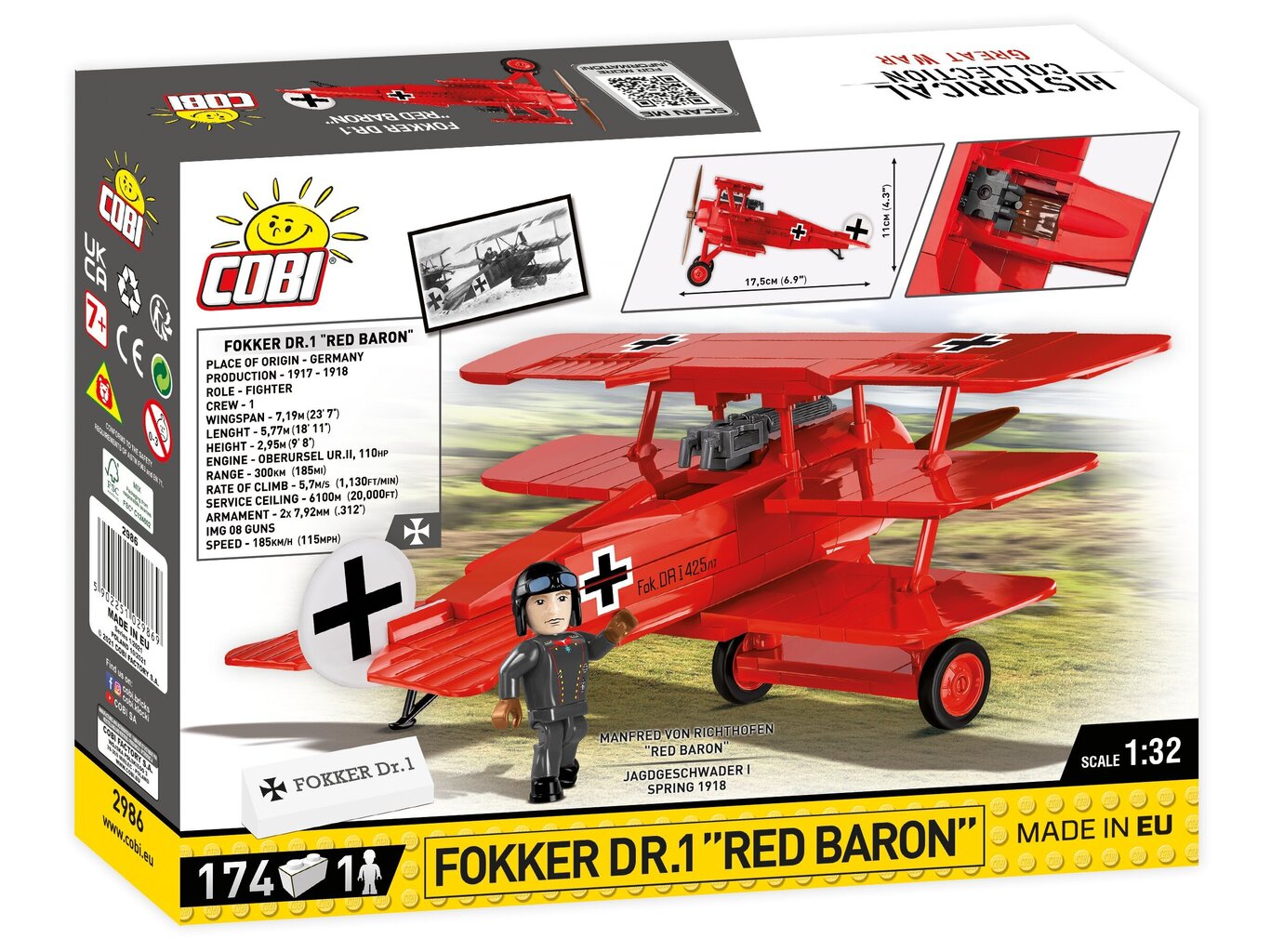 COBI - Plastkonstruktorid Fokker Dr.1 Red Baron, 1/32, 2986 hind ja info | Klotsid ja konstruktorid | hansapost.ee