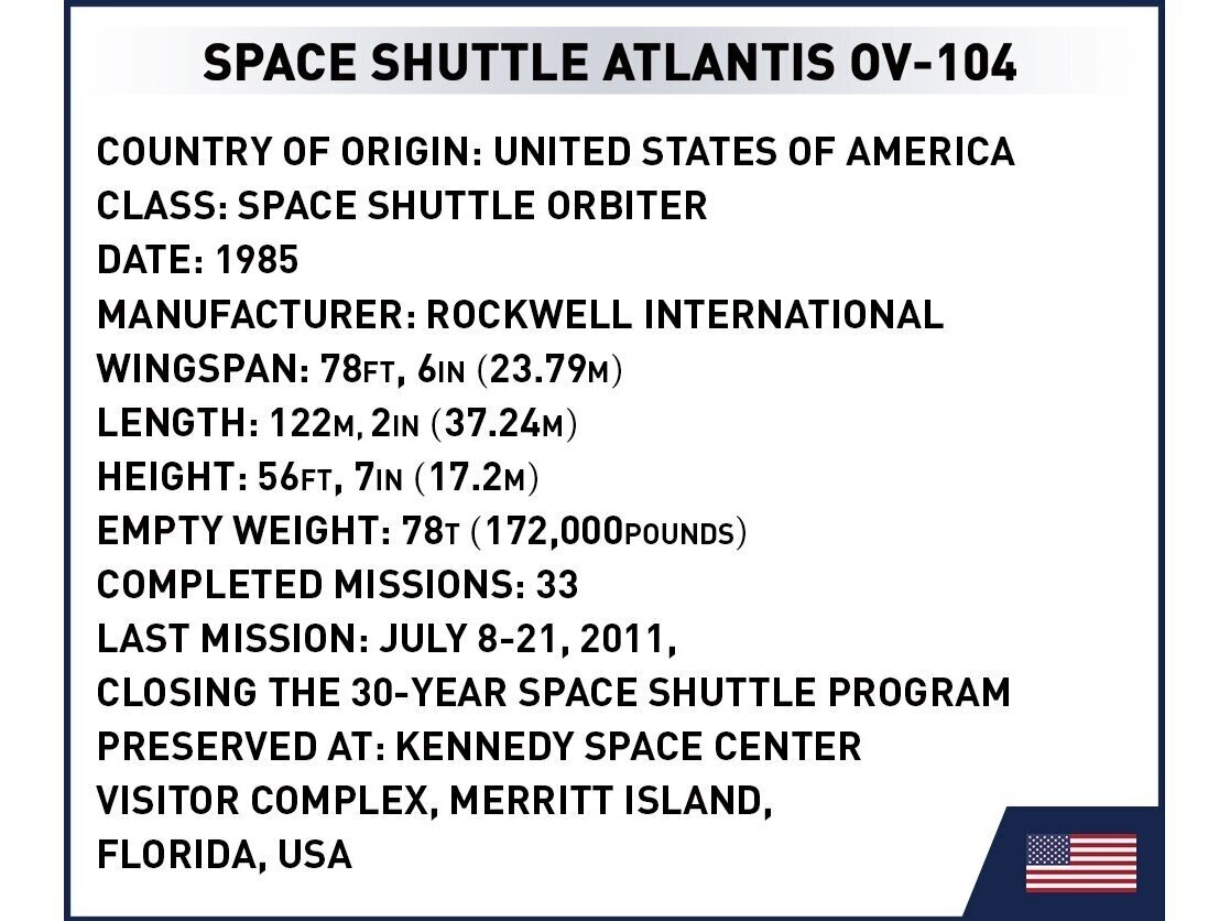 COBI - Plastkonstruktorid Space Shuttle Atlantis, 1/100, 1930 hind ja info | Klotsid ja konstruktorid | hansapost.ee