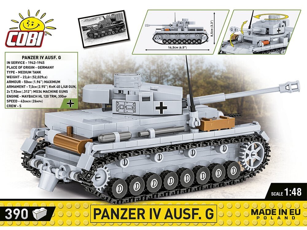 COBI - Plastkonstruktorid Panzer IV Ausf.G, 1/48, 2714 цена и информация | Klotsid ja konstruktorid | hansapost.ee