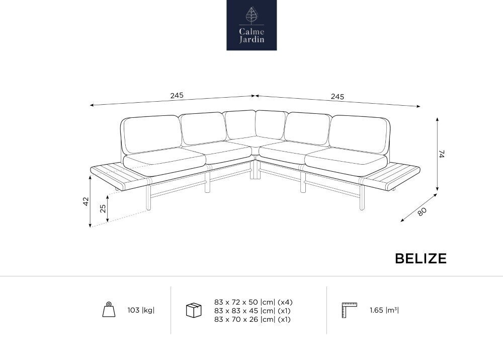 Välidiivan Calme Jardin Belize, beež цена и информация | Aiatoolid, rõdutoolid | hansapost.ee