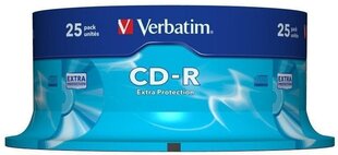 Verbatim CD-R Extra Protection 700MB 52x 25шт цена и информация | Verbatim Ноутбуки, аксессуары | hansapost.ee