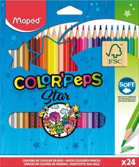 Цветные карандаши MAPED "Color`Peps" 24 штуки FSC цена и информация | Принадлежности для рисования, лепки | hansapost.ee