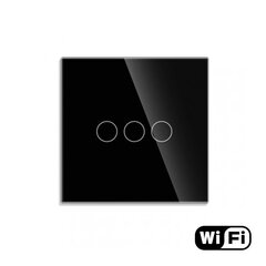 WiFi kolme ahela puutetundlik lüliti, must 600W hind ja info | Pistikupesad ja lülitid | hansapost.ee