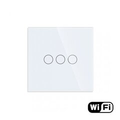 WiFi трехполюсный сенсорный переключатель, белый 600 Вт; цена и информация | Выключатели, розетки | hansapost.ee