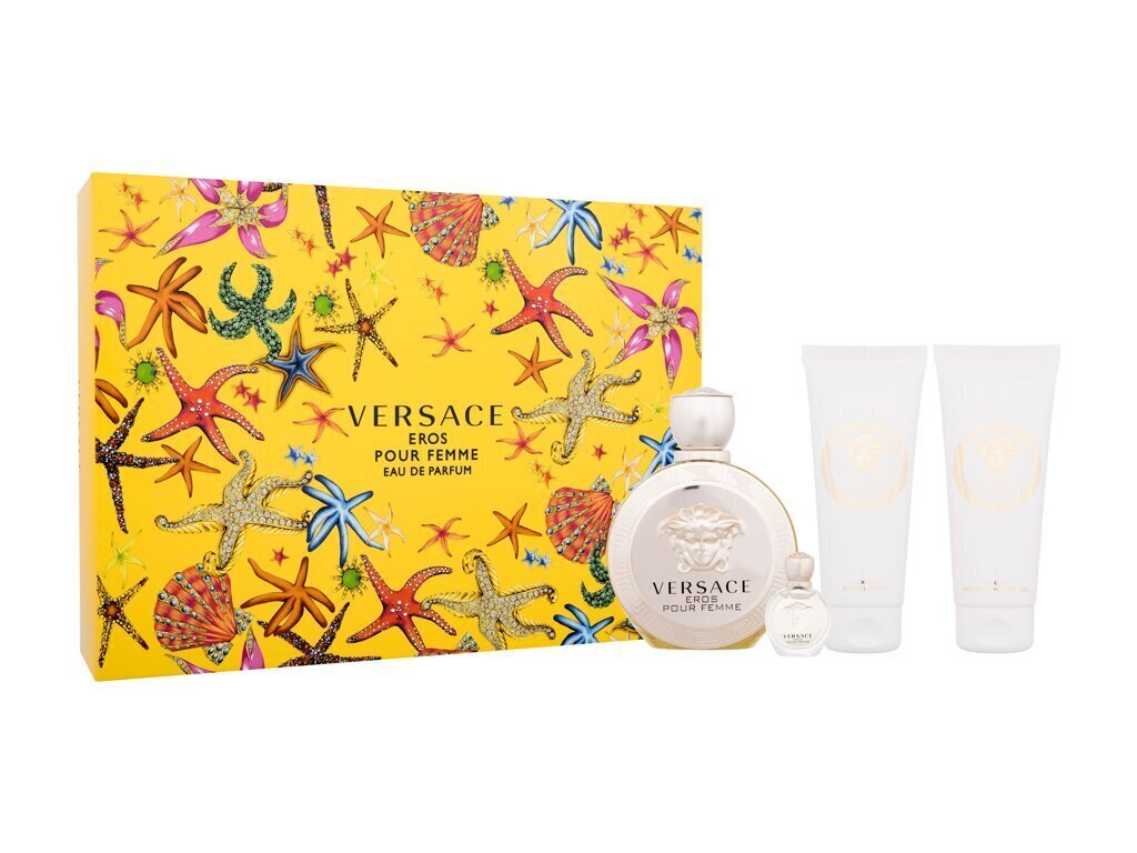 Komplekt Versace Eros Pour Femme: parfüümvesi, 100 ml + parfüümvesi, 5 ml + ihupiim, 100 ml + dušigeel, 100 ml hind ja info | Parfüümid naistele | hansapost.ee