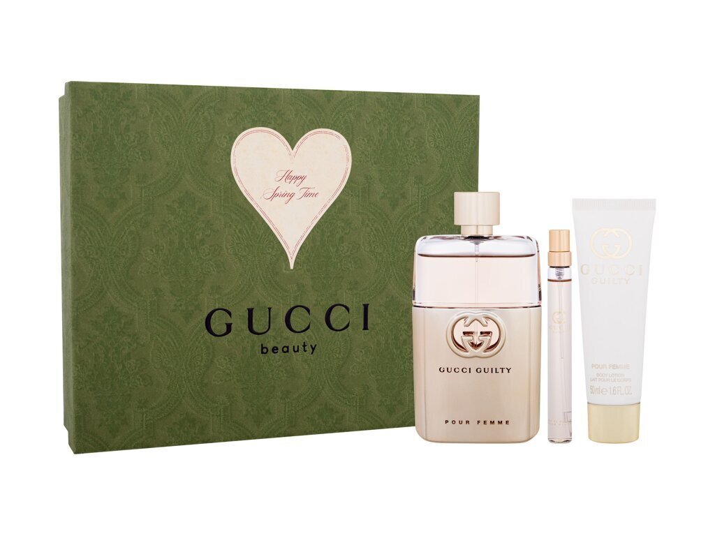 Komplekt Gucci Guilty: Parfüümvesi, 90 ml + ihupiim, 50 ml + parfüümvesi, 10 ml цена и информация | Parfüümid naistele | hansapost.ee