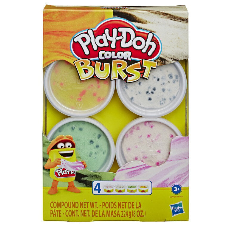 Plastiini komplekt Play-Doh Color Burst, 4 x 56 g цена и информация | Arendavad laste mänguasjad | hansapost.ee