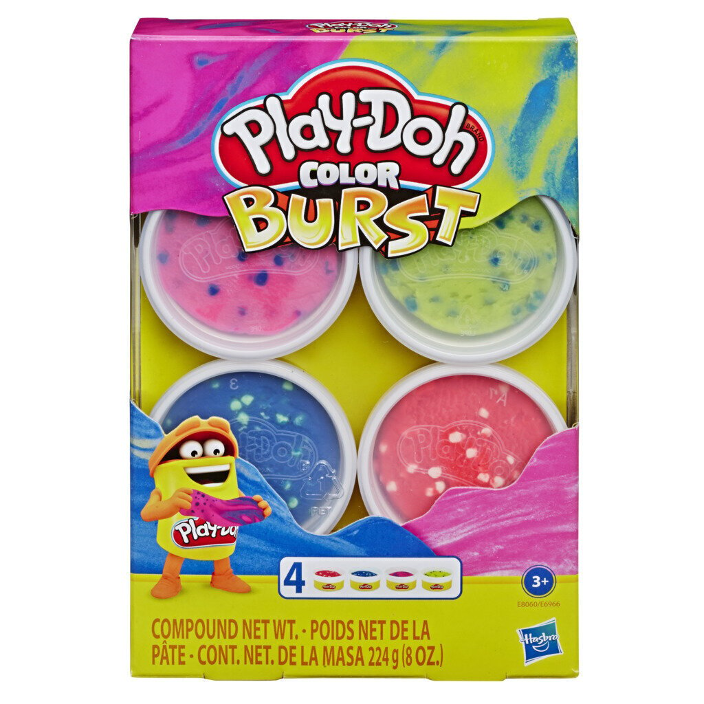 Plastiini komplekt Play-Doh Color Burst, 4 x 56 g hind ja info | Arendavad laste mänguasjad | hansapost.ee