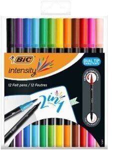 BIC Intensity Dual Tip Felt pens 2 in 1, 12-pack цена и информация | Kunstitarbed, voolimise tarvikud | hansapost.ee