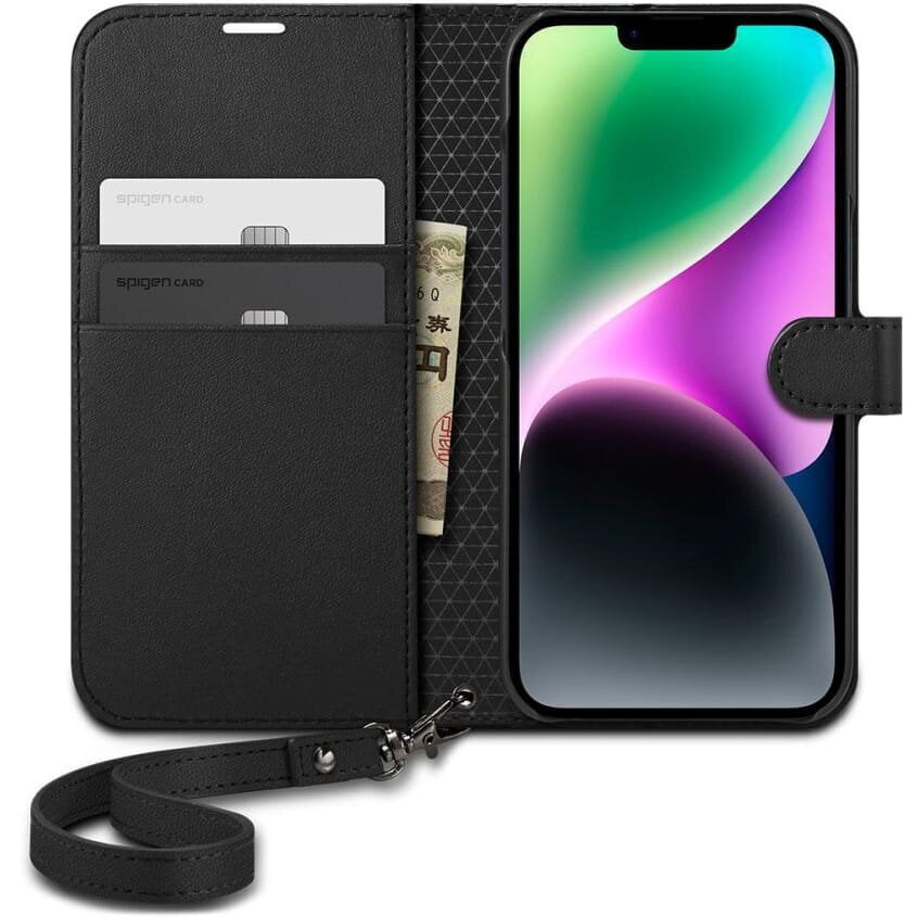 Spigen Black Wallet S, must цена и информация | Telefonide kaitsekaaned ja -ümbrised | hansapost.ee