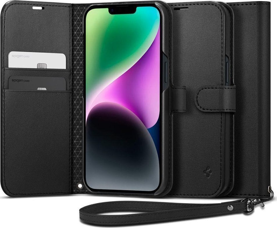 Spigen Black Wallet S, must цена и информация | Telefonide kaitsekaaned ja -ümbrised | hansapost.ee