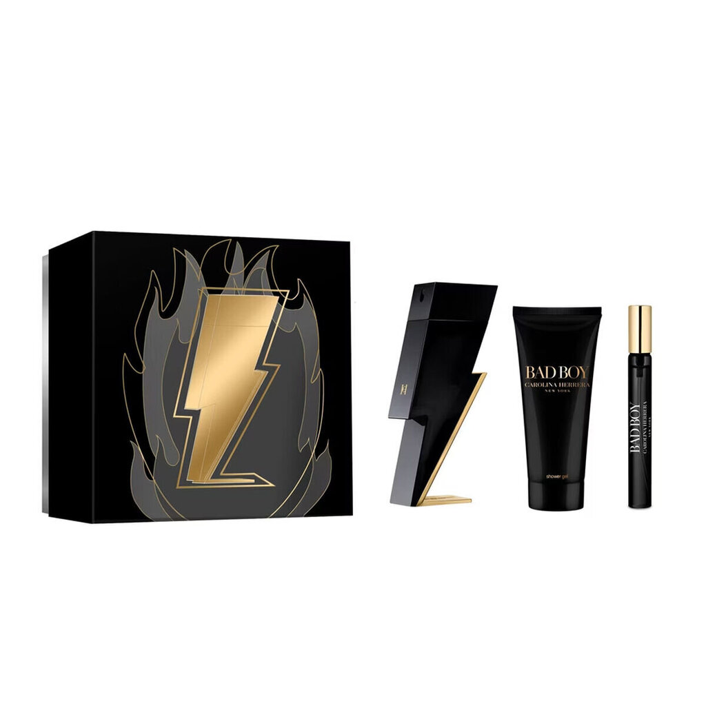 Komplekt Carolina Herrera Bad Boy meestele: tualettvesi EDT, 100 ml + 10 ml + dušigeel, 100 ml hind ja info | Parfüümid meestele | hansapost.ee