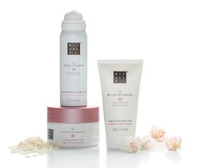 Kehahoolduskomplekt naistele The Ritual of Sakura: dušivaht, 50 ml + kehakoorija, 125g + kehakreem, 70 ml hind ja info | Kehakreemid, kehaõlid ja losjoonid | hansapost.ee